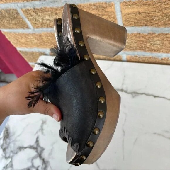 MOU HIGH HEEL WOOD CLOG SIZE 38/8 - Picture 6 of 11